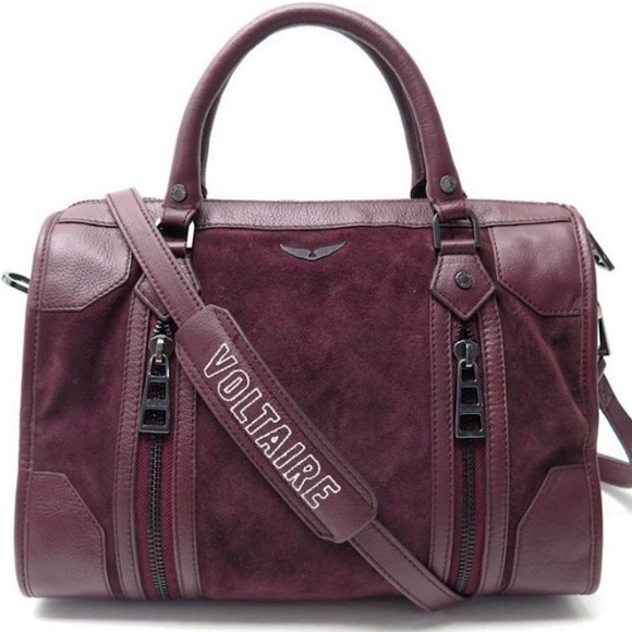 NWT ZADIG & VOLTAIRE SUNNY MEDIUM HANDBAG 2 SUEDE & LEATHER SHOULDER BAG - Picture 1 of 9